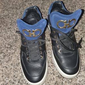 Ferragamo Salvatore men shoes size 10.5 black, gray,  navy blue, gold